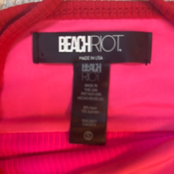 Beach Riot Pink and Red Eva Bikini Top Fuchsia Red Neon Pink Colorblock - Picture 3 of 4